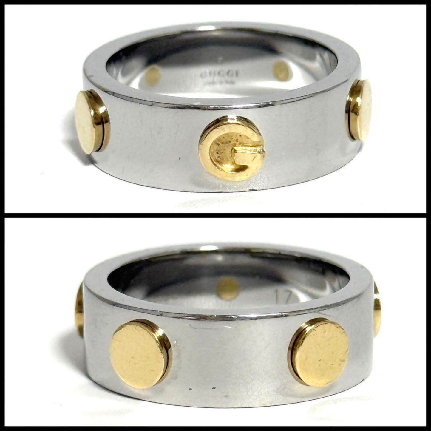 Gucci men's combination ring in stainless steel and gold