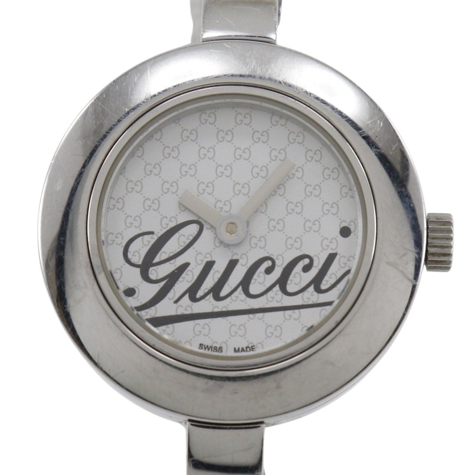 Gucci G Circle Watch Logo 105 Stainless Steel Quartz Analog Display White Dial Women's — Good