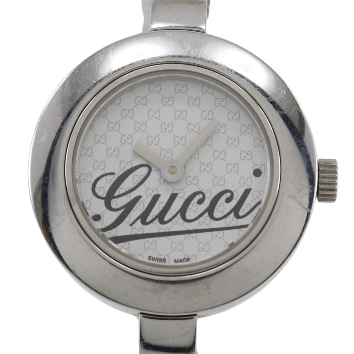 Gucci G Circle Watch Logo 105 Stainless Steel Quartz Analog Display White Dial Women's — Good
