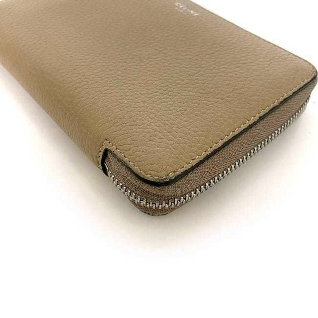 Celine Bi-fold Wallet Medium Zip Around ec-22184 Beige 104393AFE.03UN Round Leather U-PG-0188 CELINE Folding Compact Multi-function