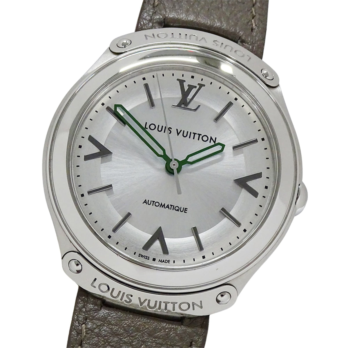 Louis Vuitton LOUIS VUITTON Men's Watch Brand Fifty Five Automatic AT Stainless Steel SS Leather Q6G20 Round Polished — Good
