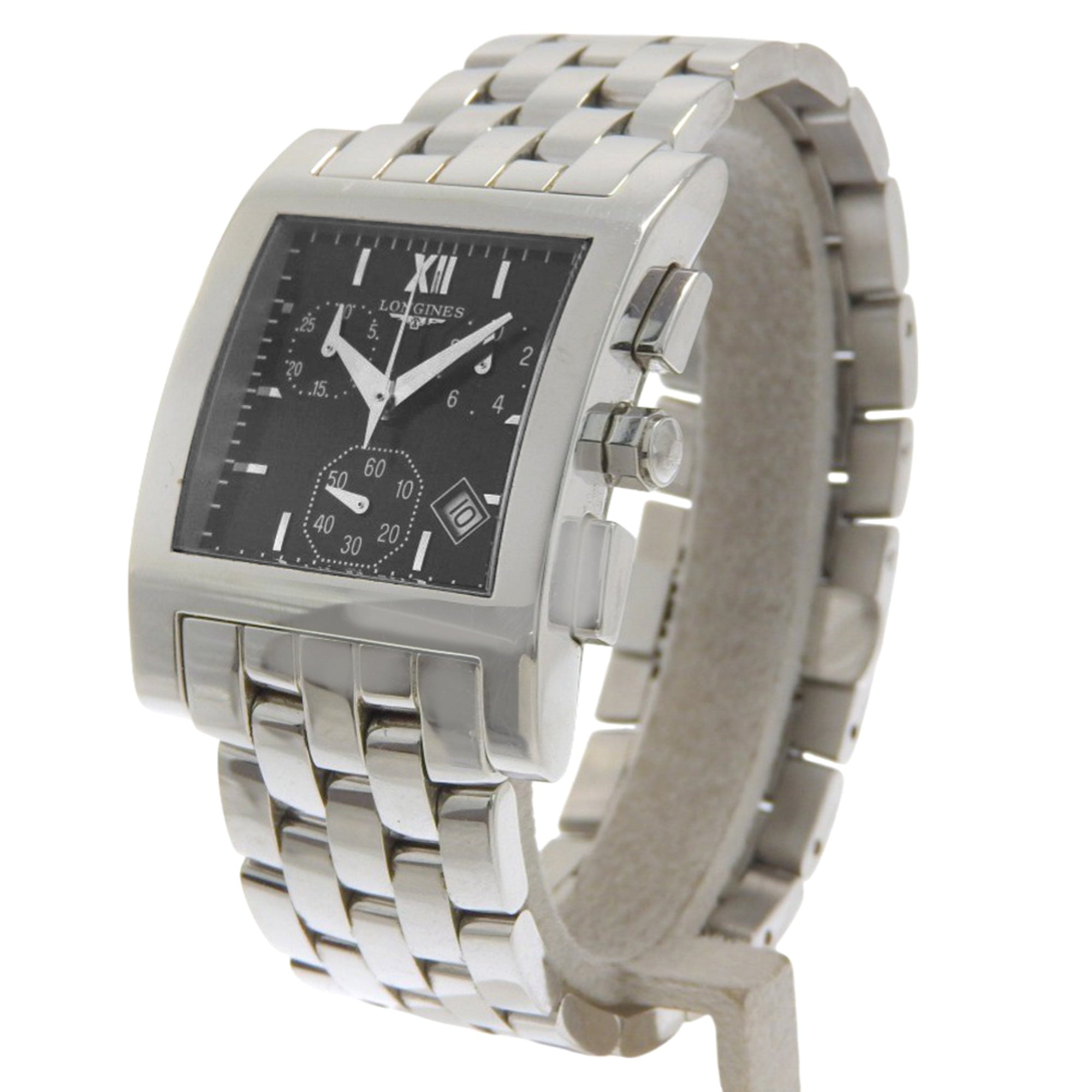 Longines DolceVita watch L5.668.4, stainless steel, quartz, analog, black dial, men's — Good