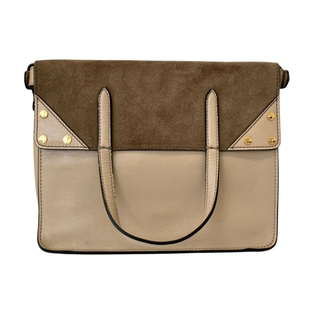FENDI Flip Leather 3-Way Shoulder Bag 8DT302-A94WA199-0189 Greige Women's — Like New