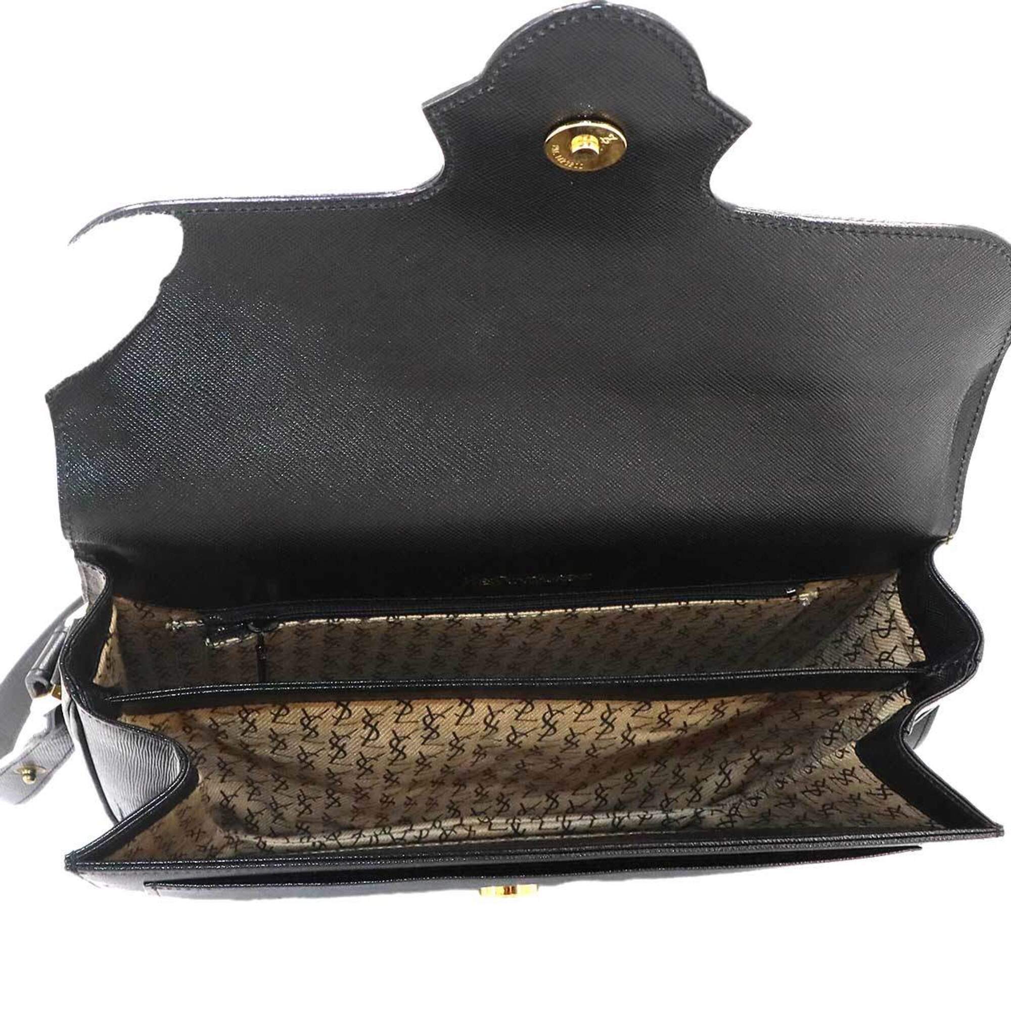 Yves Saint Laurent Shoulder Handbag, Leather, Black, Gold Hardware — Like New