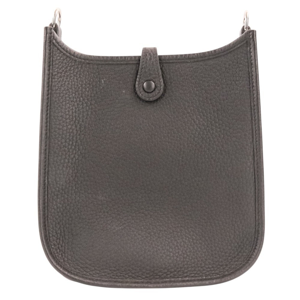 HERMES Evelyne TPM Taurillon Clemence Leather Shoulder Bag, Noir Black, U Stamp, Women's — Like New