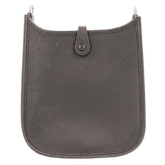 HERMES Evelyne TPM Taurillon Clemence Leather Shoulder Bag, Noir Black, U Stamp, Women's — Like New