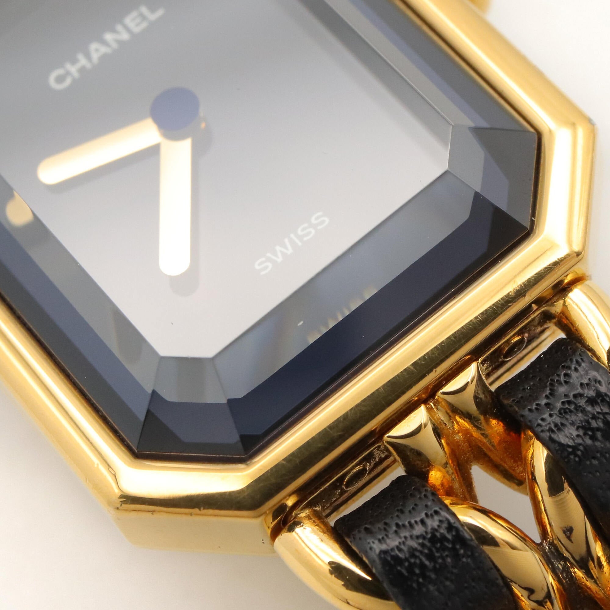 Chanel CHANEL Première M Watch, Gold Plated Leather, Women's, Black, H0001 — Very Good
