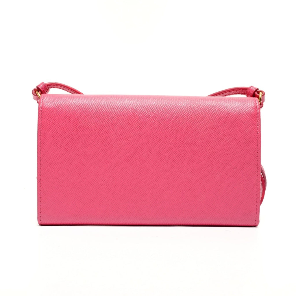 Prada Le Bon Saffiano Leather Wallet Shoulder Bag in Pink