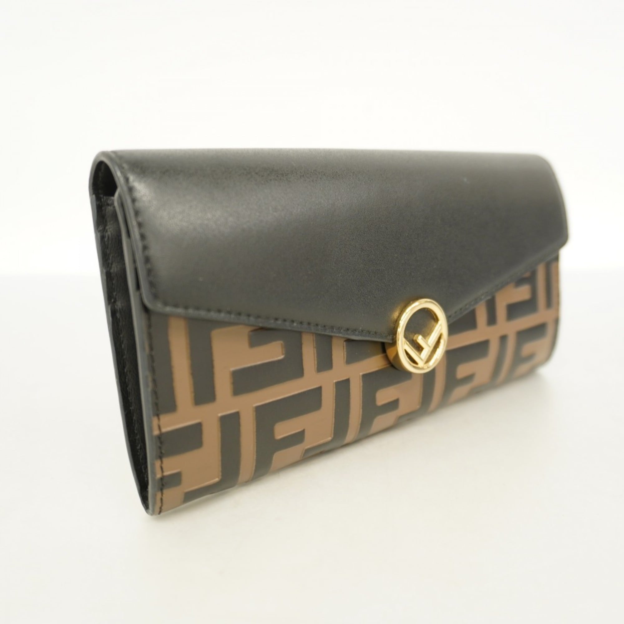 Fendi long wallet in Zucca leather brown and black for women