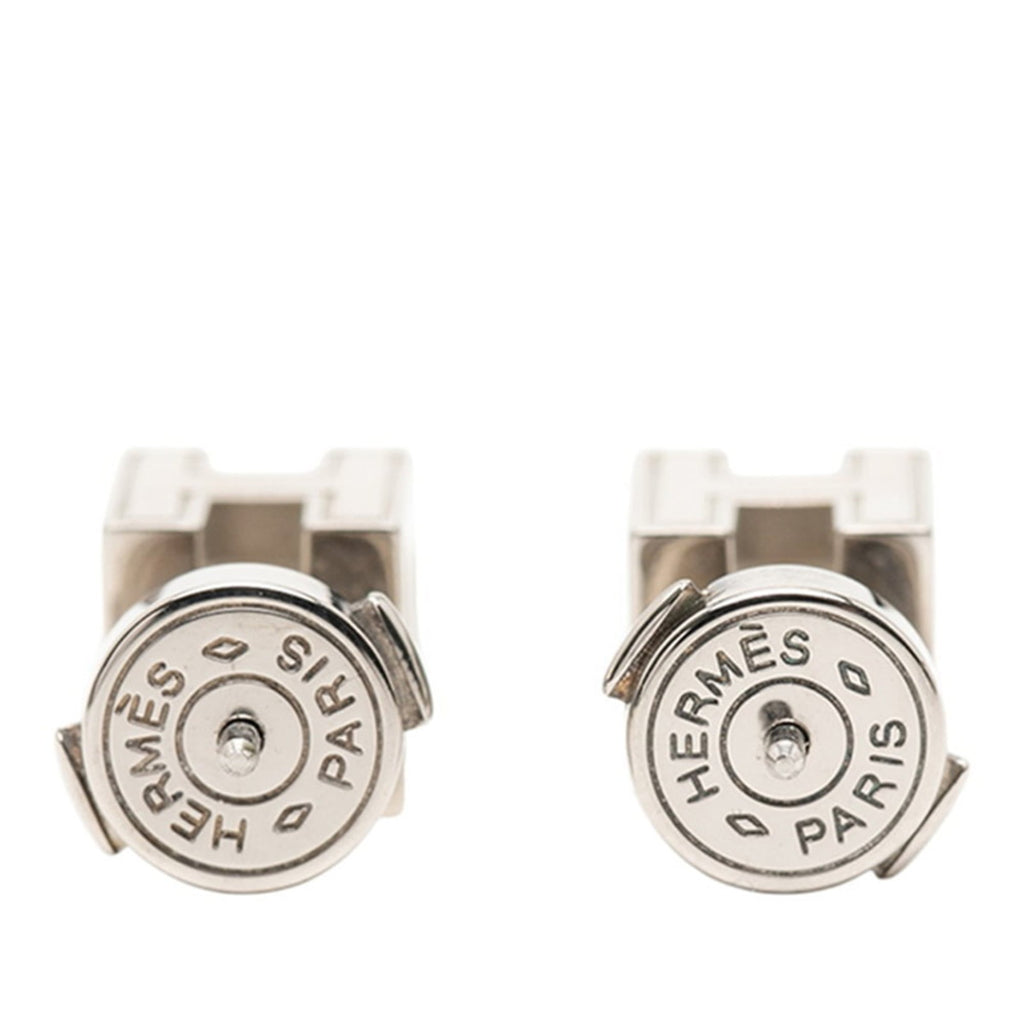 Hermes Hermès Carge d'Ache H Cube Earrings in Silver and Yellow Metal for Women