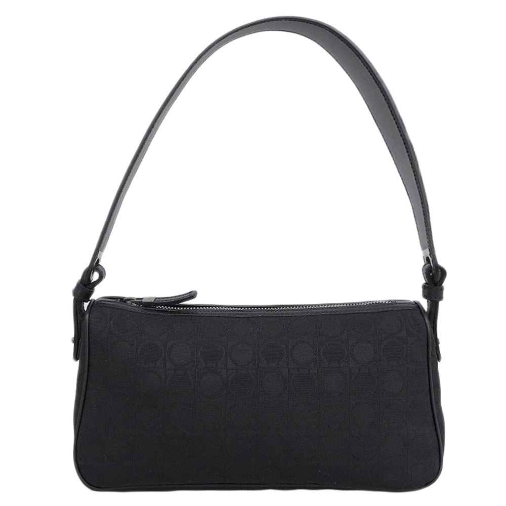 Salvatore Ferragamo Gancini Semi-Shoulder Bag for Women, Black, AU-21 3834. (Shoulder bag, black, women's) — Like New