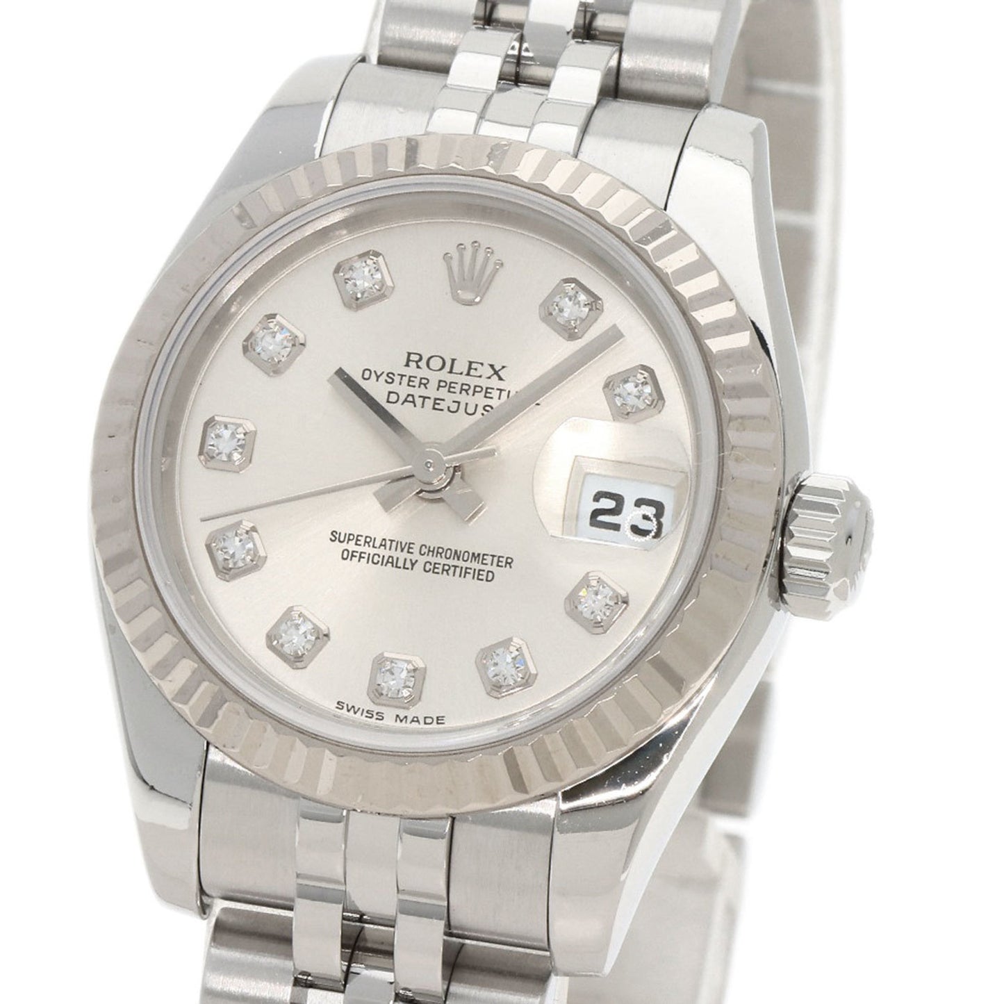Rolex 179174G Datejust 10P Diamond Watch Stainless Steel SS Ladies ROLEX