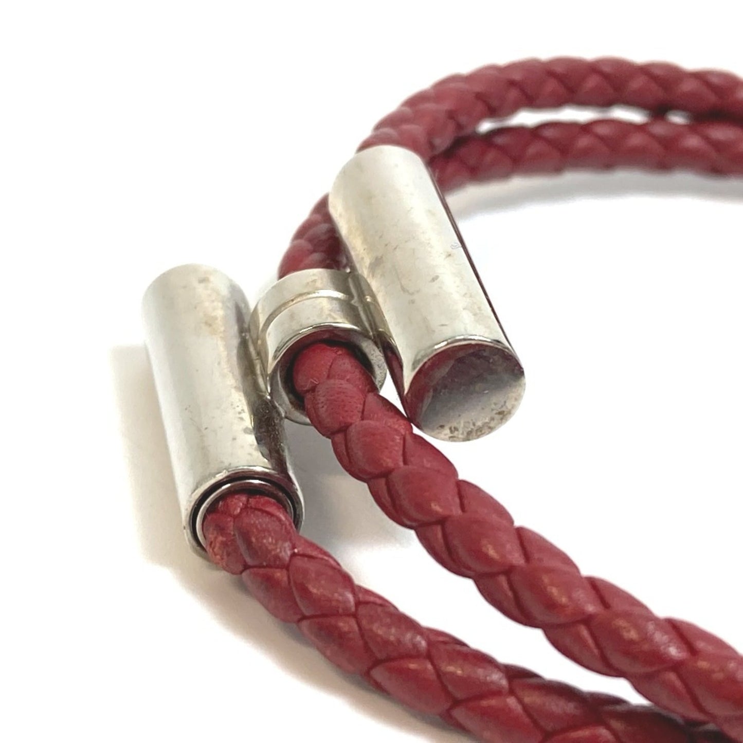 HERMES Tourni Tresse Braided Leather Bracelet with H Clasp, Unisex, Red-Brown