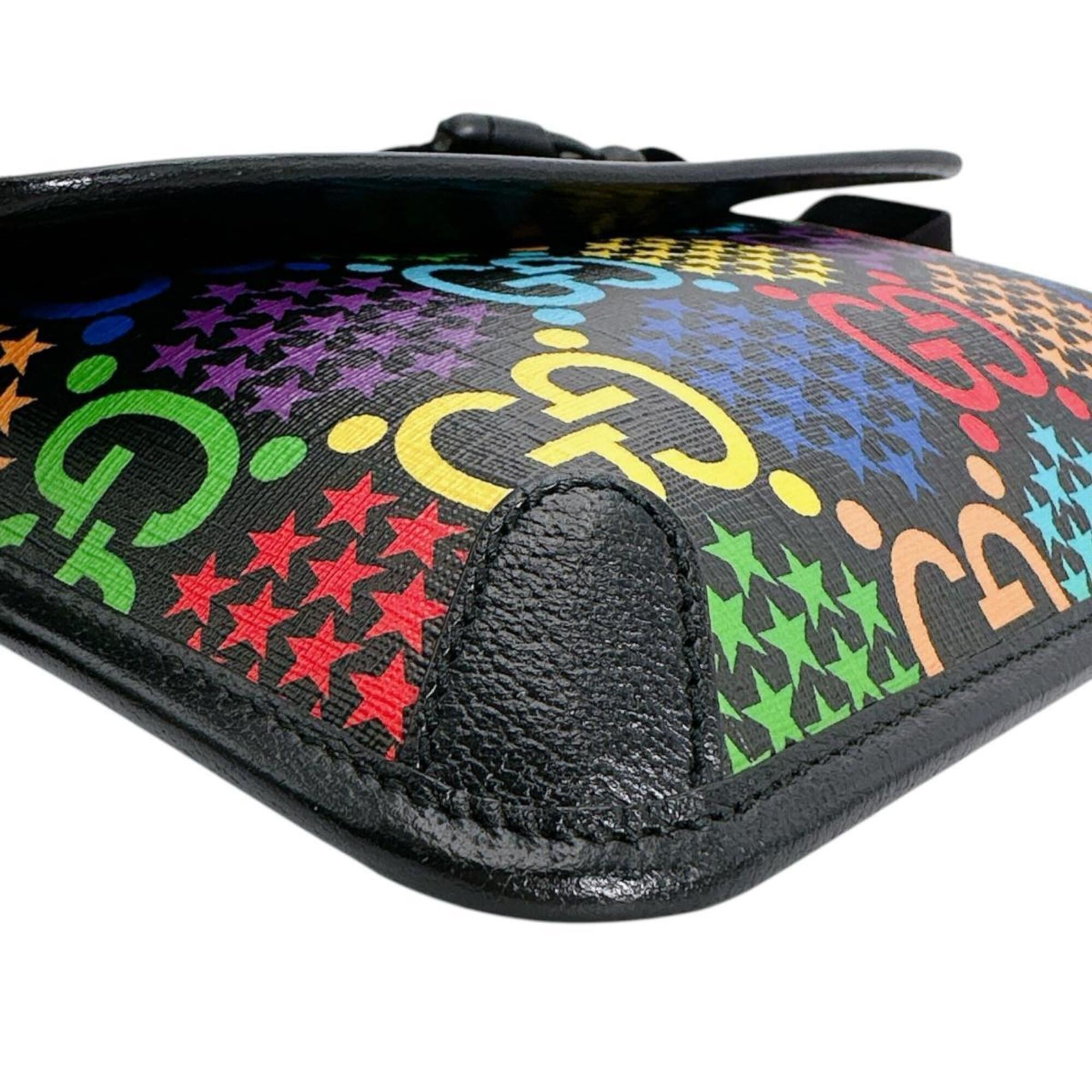 Gucci GUCCI Waist Bag Body GG Psychedelic Leather 598113 Black x Multicolor — Like New