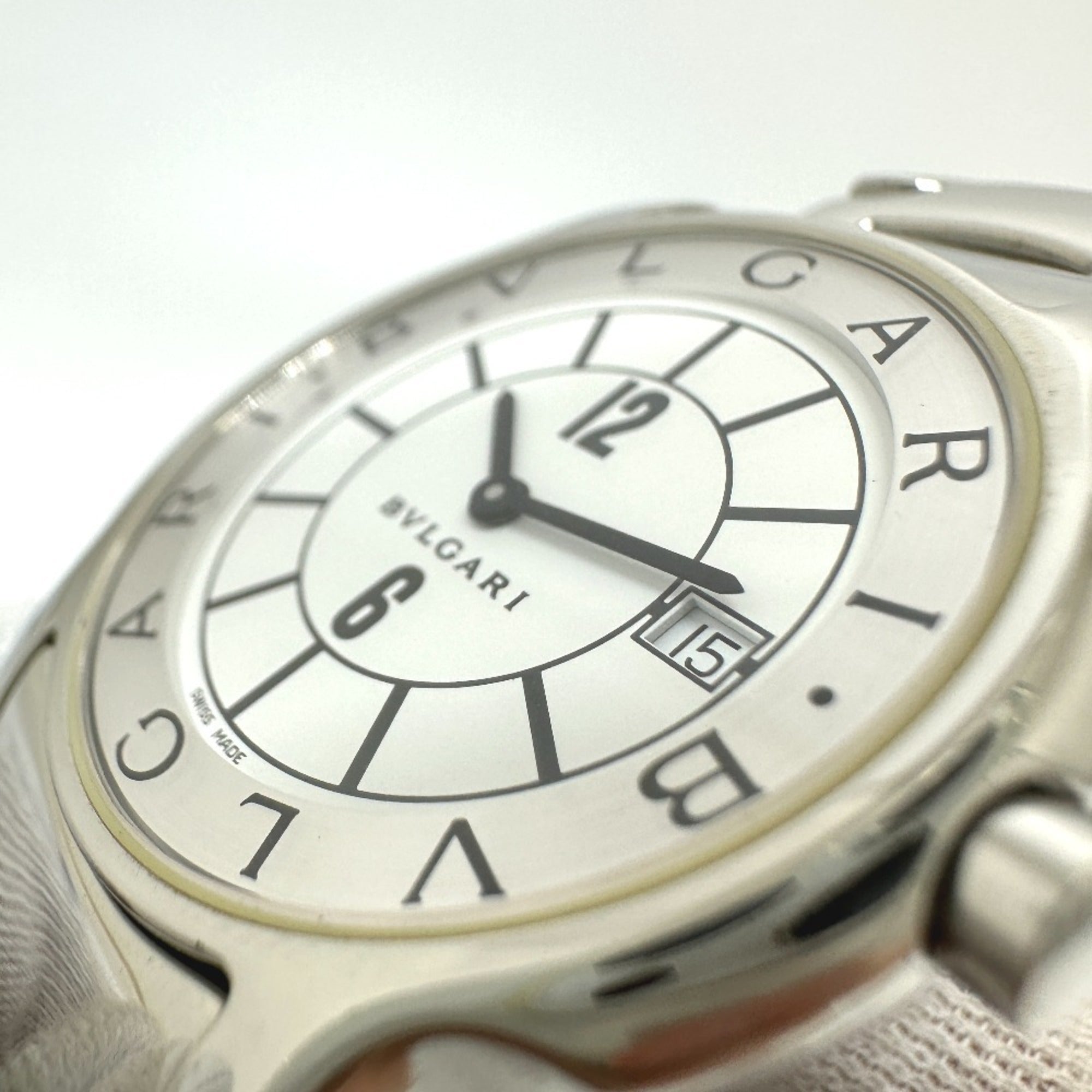 BVLGARI ST35S Solotempo Quartz Date Watch, Stainless Steel, Men's, Silver — Good