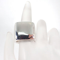 CHANEL 925 Square Wide Ring, Size 15 — Like New