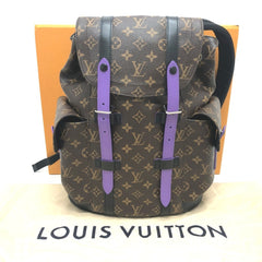 LOUIS VUITTON M46247 Monogram Macassar Christopher PM Backpack Bag Rucksack Canvas Men's Violet Purple E-240821-1 — Like New