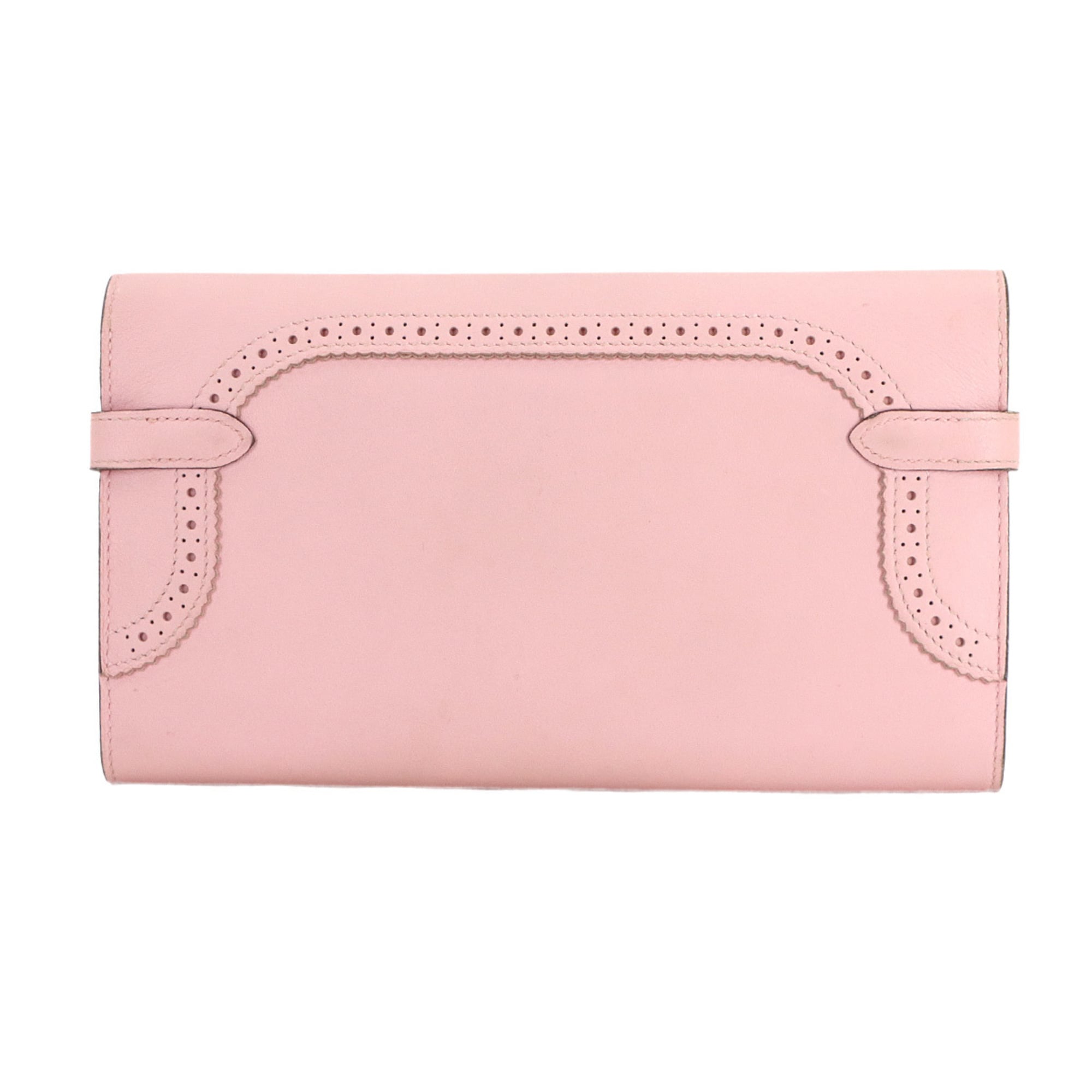 Hermes Hermès Kelly Wallet Ghillies Bifold Long in Swift Rose Sakura with T Stamp