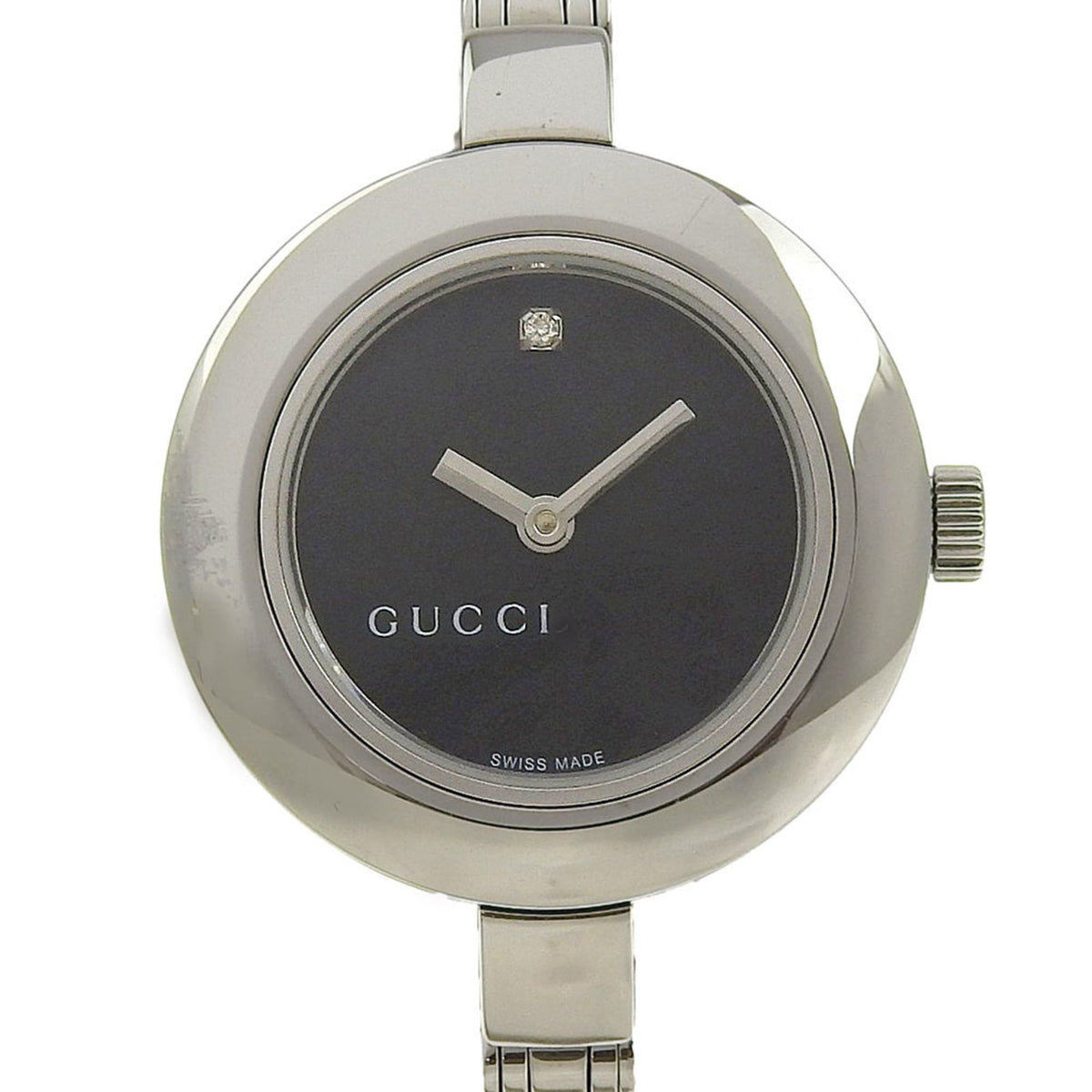 Gucci GUCCI Watch 105 Stainless Steel x Diamond Quartz Analog Display Black Dial Women's — Very Good