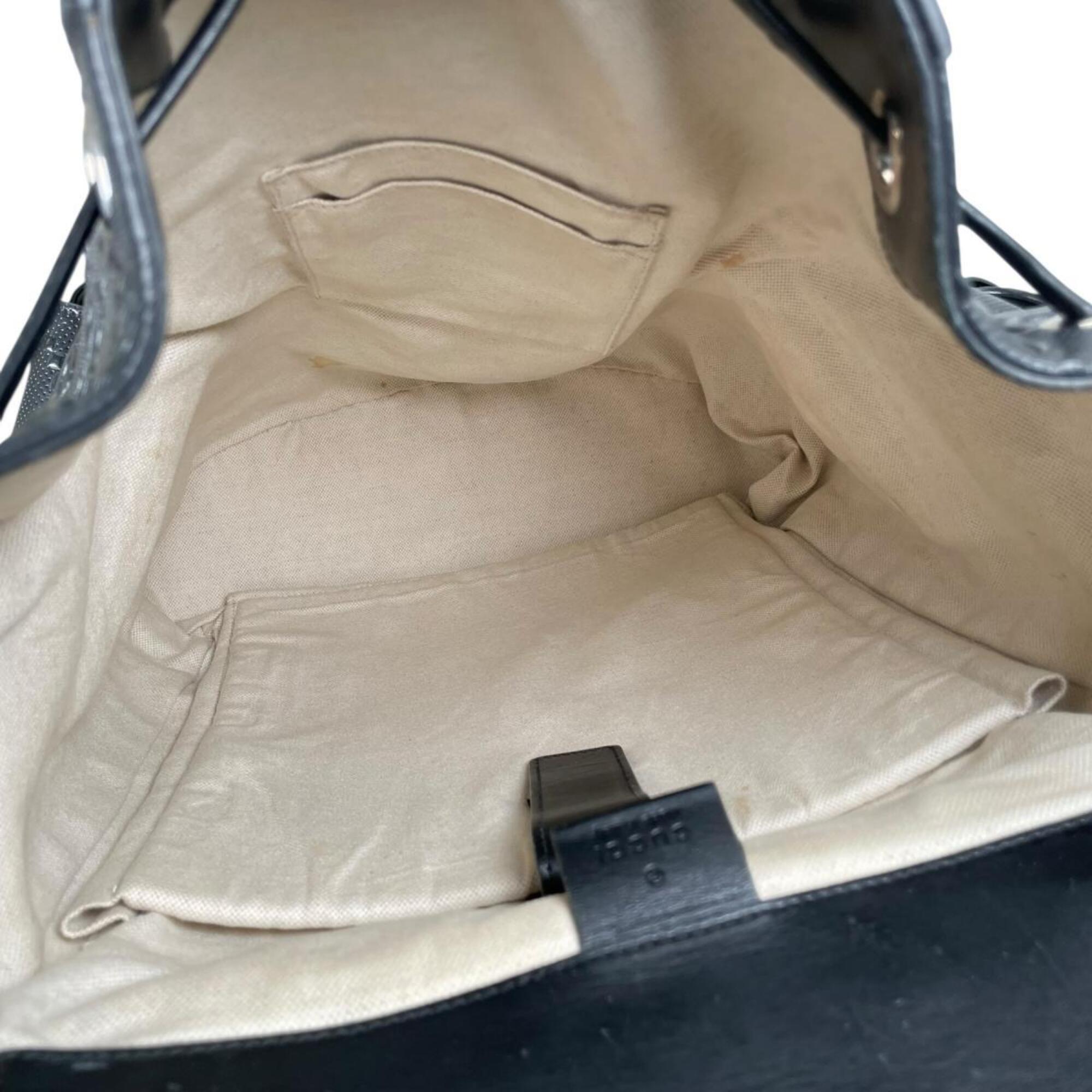 Gucci GUCCI Backpack GG Embossed Leather 625770 Black — Like New