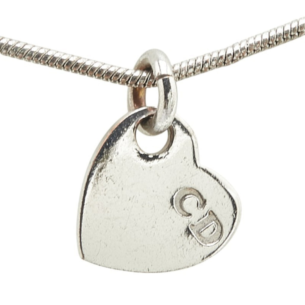 Christian Dior Dior Heart CD Logo Necklace in Silver Metal for Women