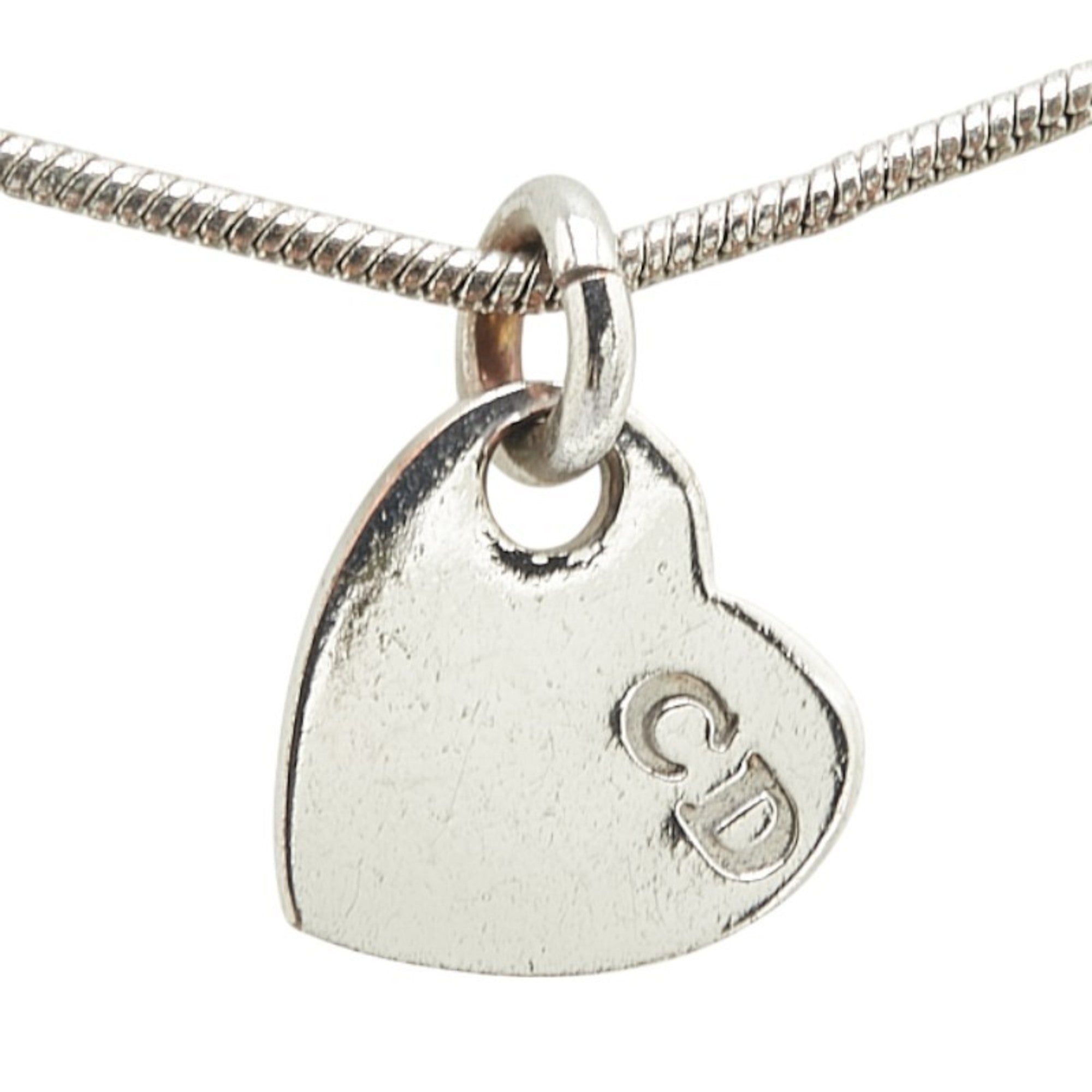 Christian Dior Dior Heart CD Logo Necklace in Silver Metal for Women