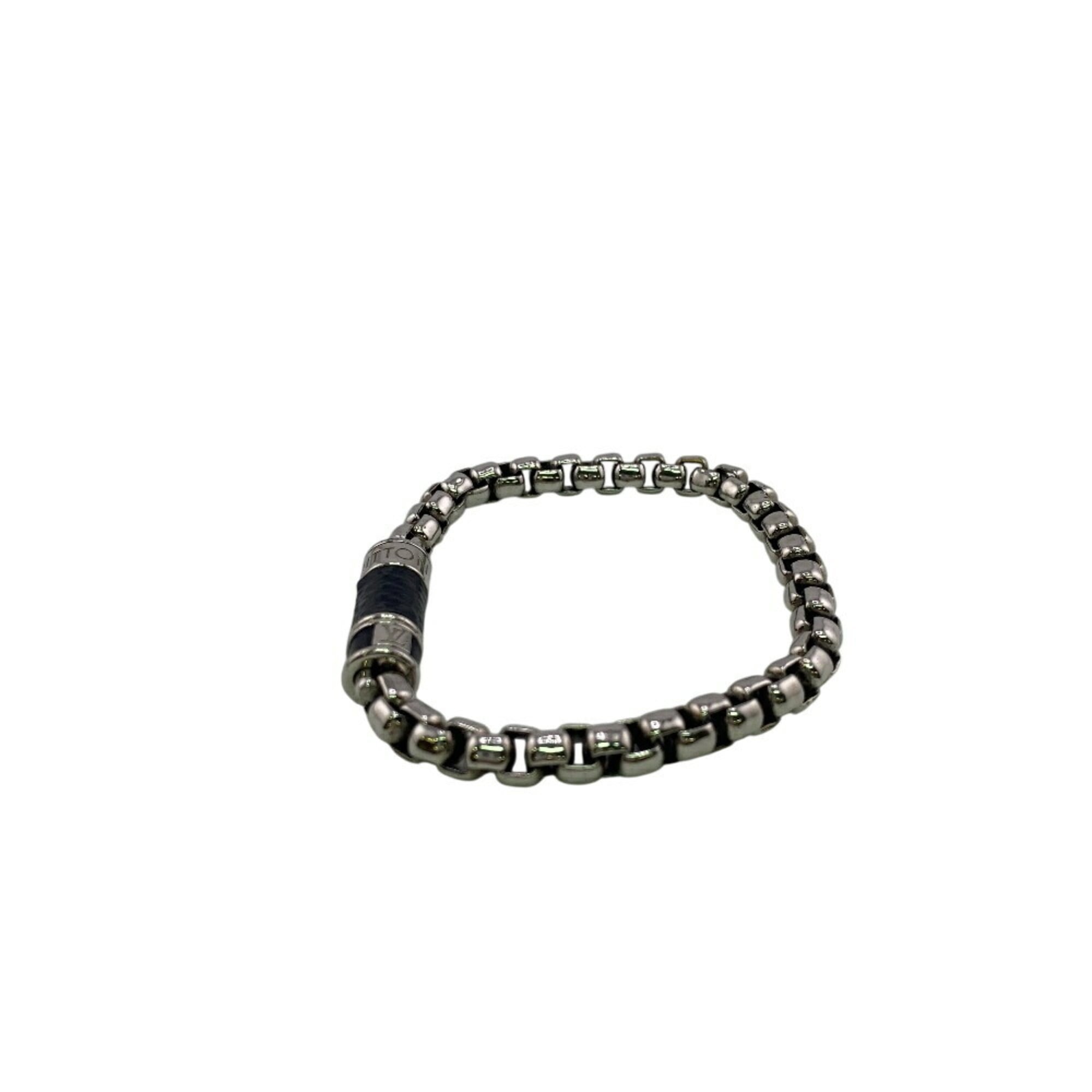 LOUIS VUITTON M62592 Monogram Eclipse Chain Bracelet in Silver for Men