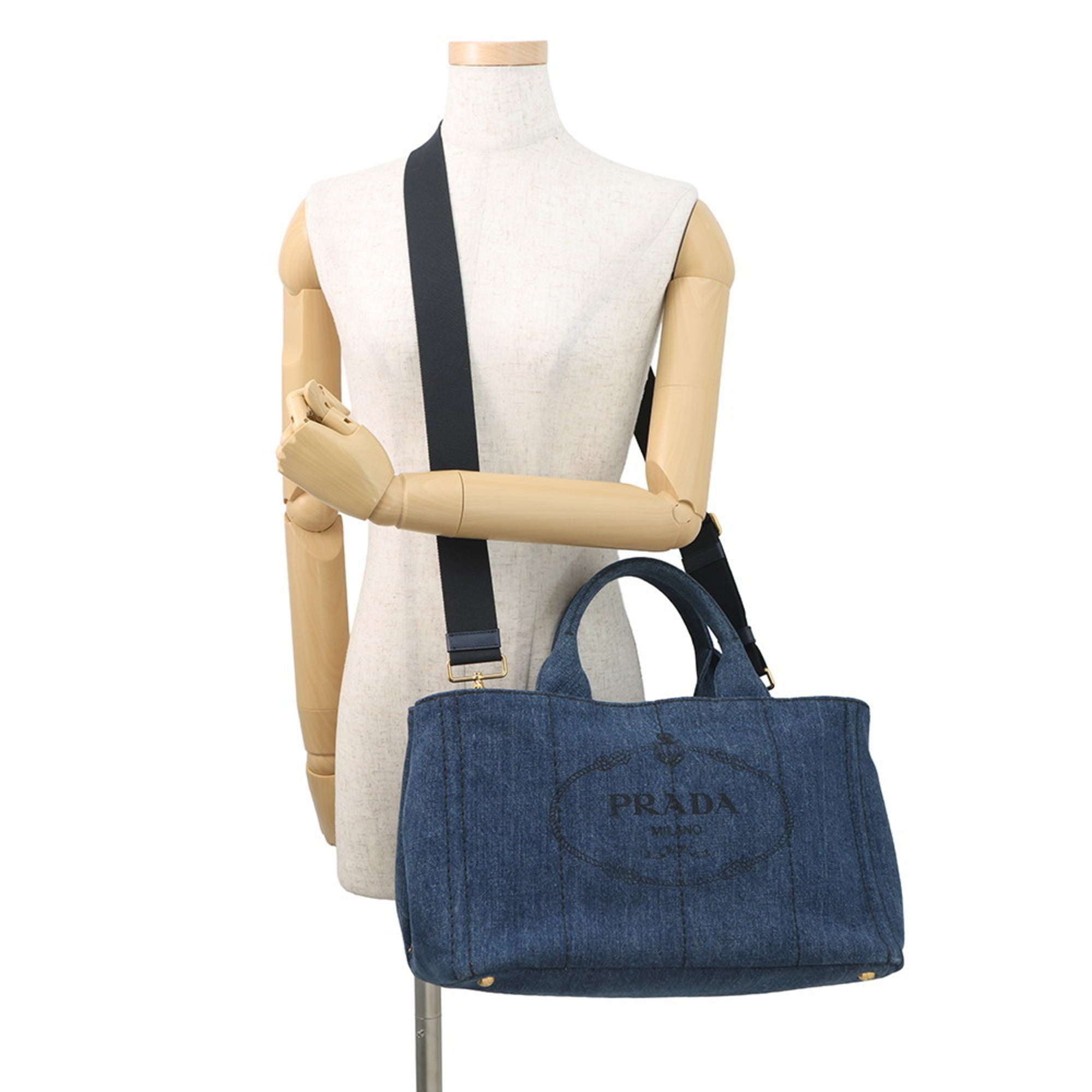 Prada Canapa Medium Denim Tote Bag 1BG642 PRADA 2-way
