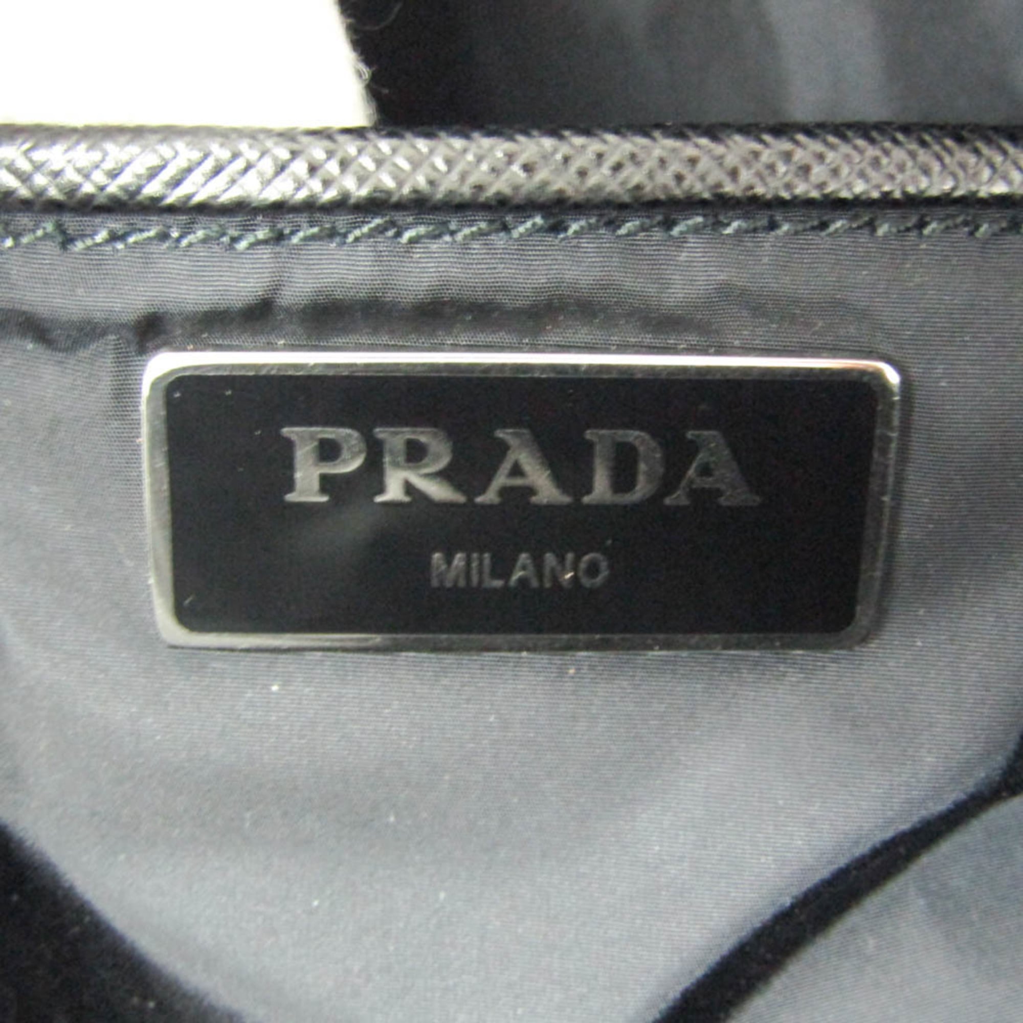 Prada TESSUTO STAMPAT 1BG189 Women's Nylon,Leather Shoulder Bag,Tote Bag Black,Pink,Yellow — Like New