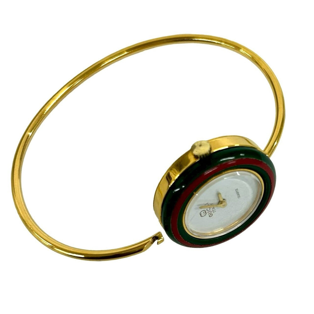GUCCI Vintage Changeable Bezel Sherry Line GP Quartz Wristwatch Gold 32094 — Good
