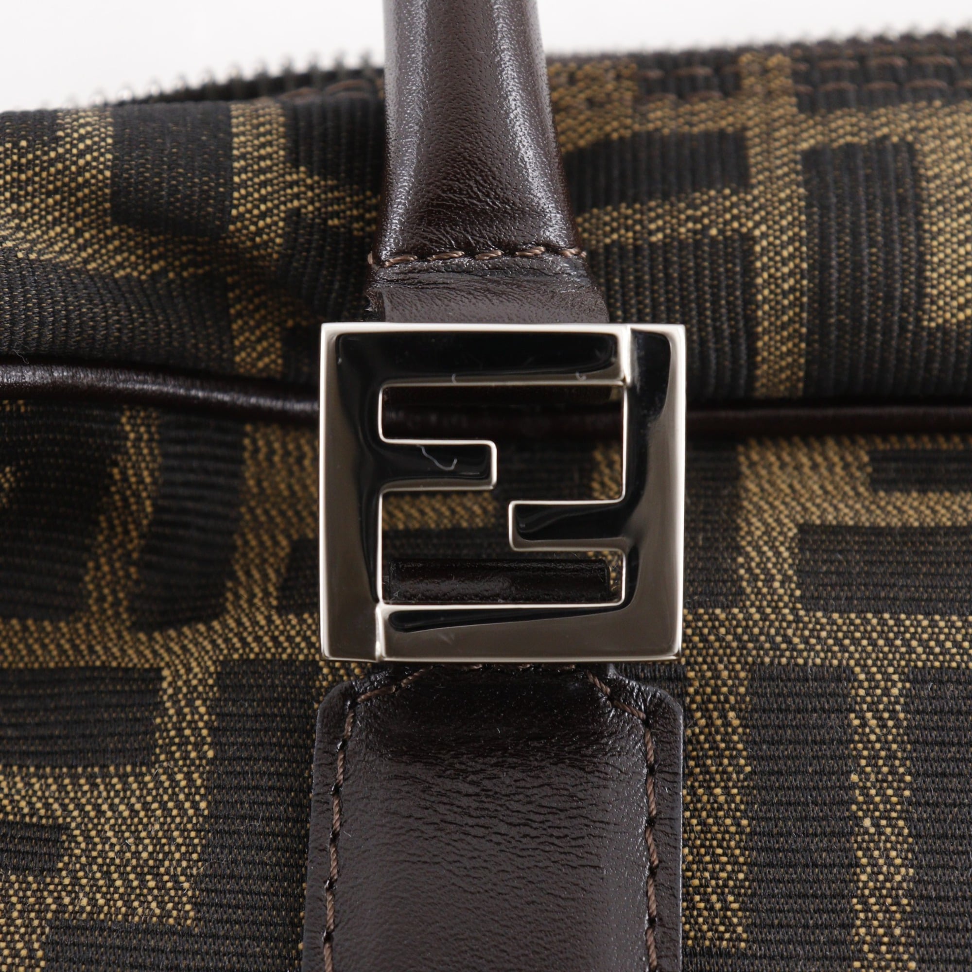 Fendi Zucca Business Bag, 2-Way Shoulder Nylon Canvas, Brown, 2-Way, A4 Size, Unisex — Like New