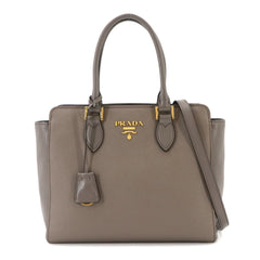 Prada Saffiano 2-way Hand/Shoulder Handbag, Leather, Gray, 1BA113 — Like New