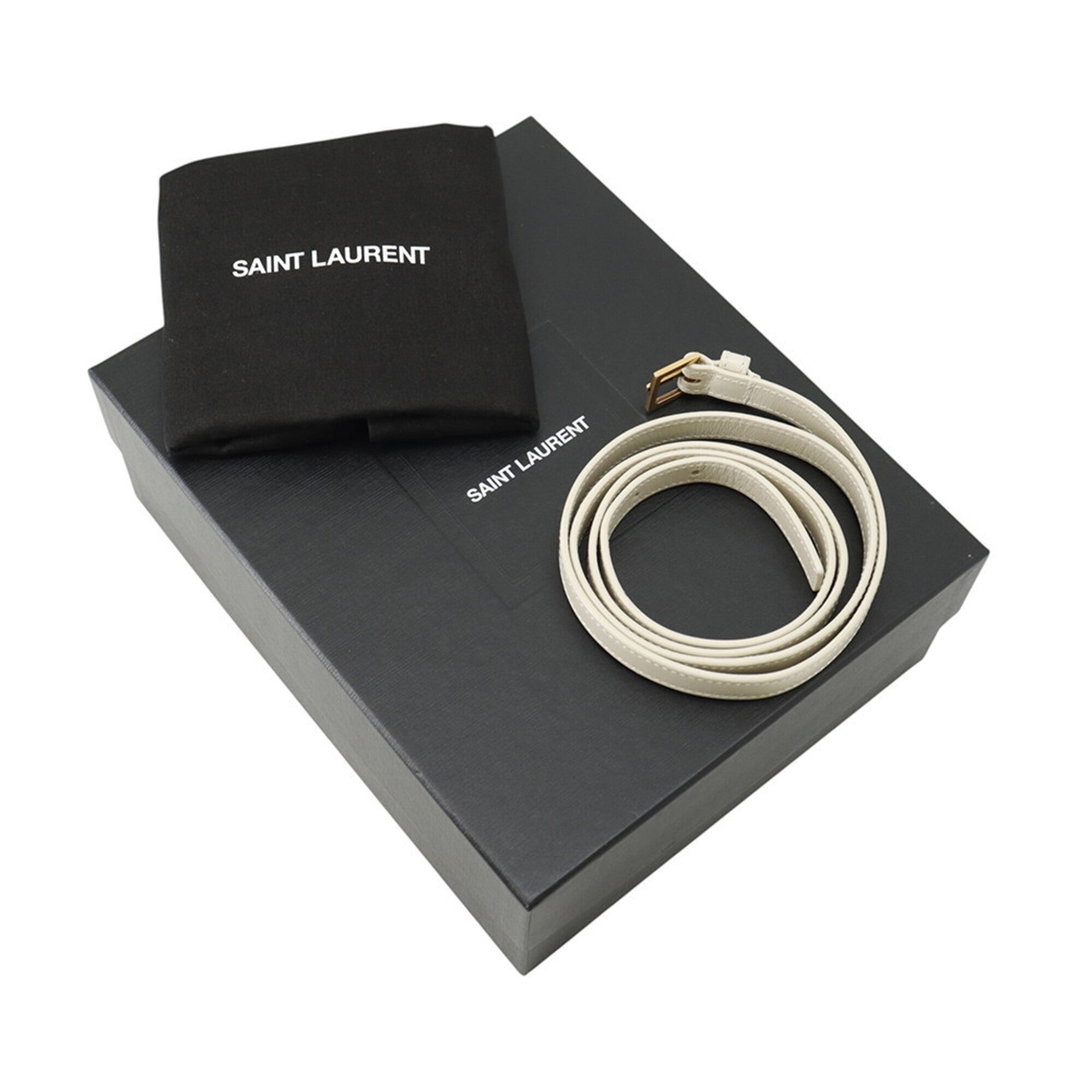 Saint Laurent Paris Manhattan Mini Leather Shoulder Bag 727766 SAINT LAURENT PARIS White Handbag — Like New
