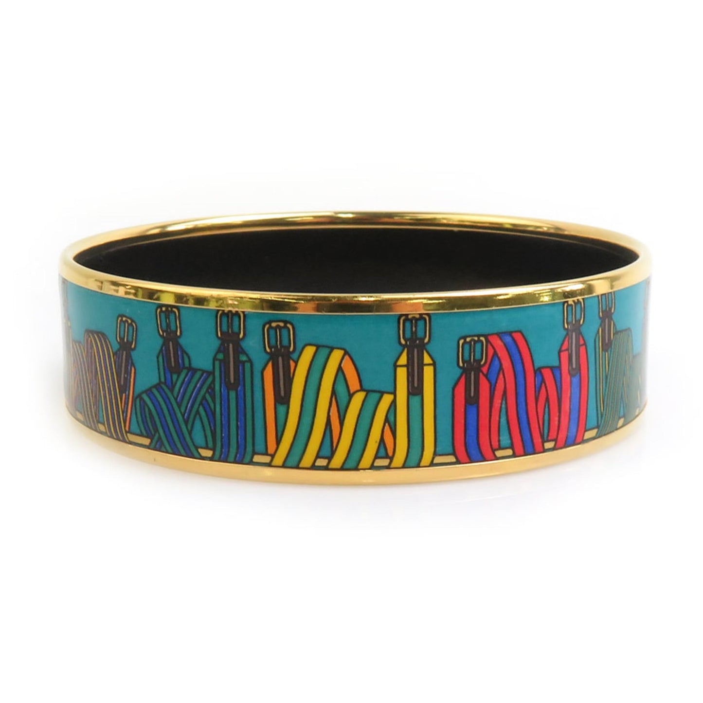 Hermes Hermès bangle bracelet in enamel, metal, gold, blue, and multicolor, women's, e60863g