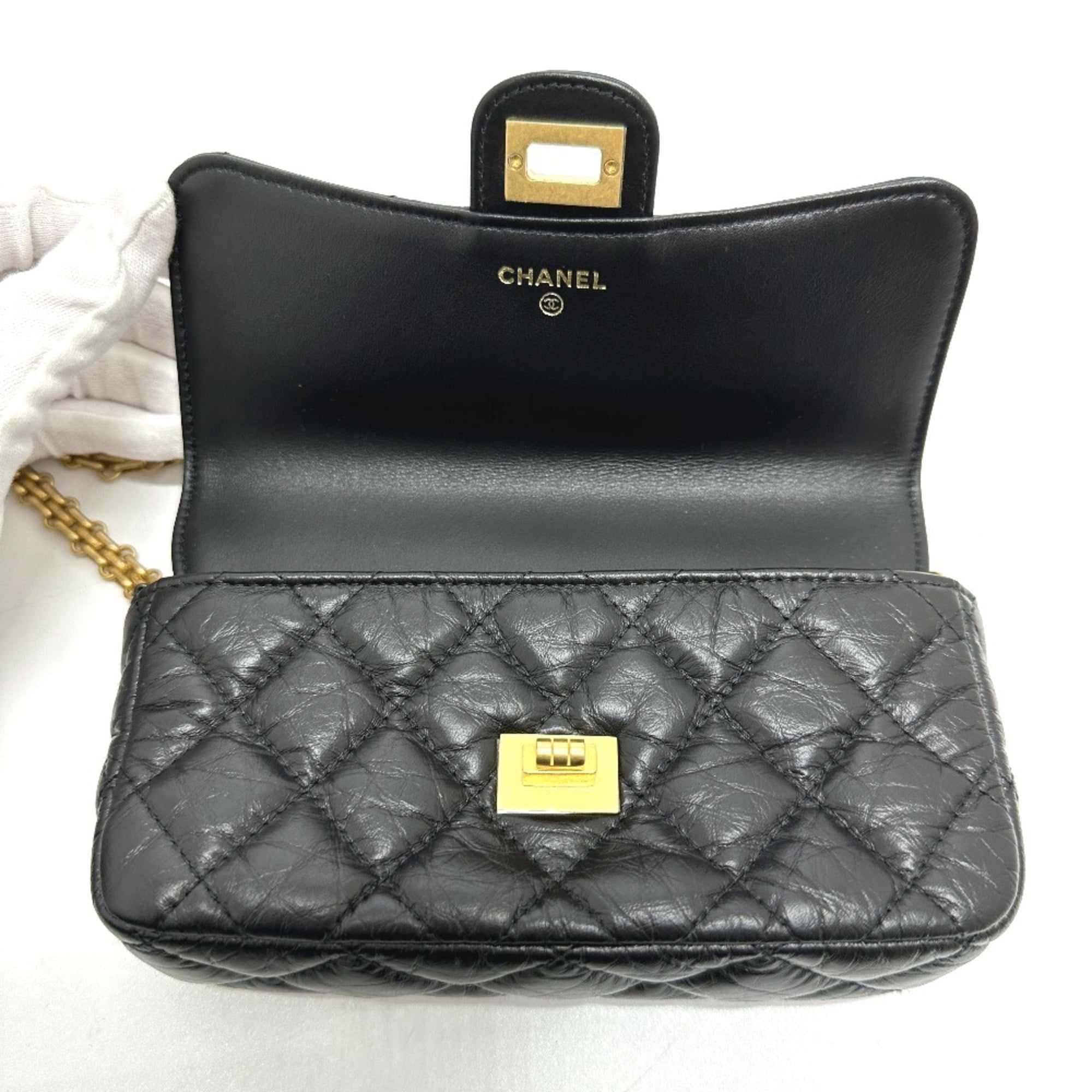 CHANEL AP2215 2.55 Mademoiselle Matelasse Chain Wallet Shoulder Bag Calfskin Women's Black G-230510-29 — New - Store Return