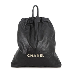 Chanel Backpack, 22 Large, Shiny Calf Leather AS3313, CHANEL Handbag, Black, Women's — Like New