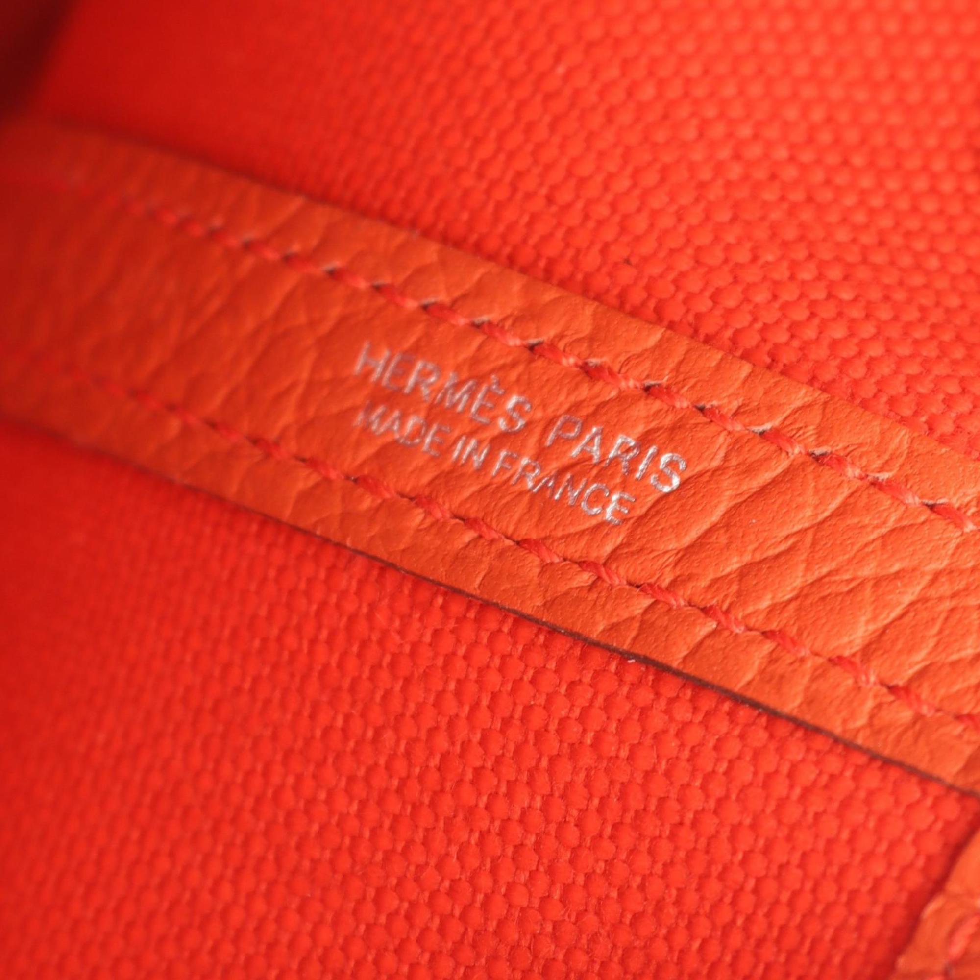 Hermes Hermès Garden Party TPM Tote Bag, Canvas and Leather, Toile Militaire Negonda, Women's, Orange