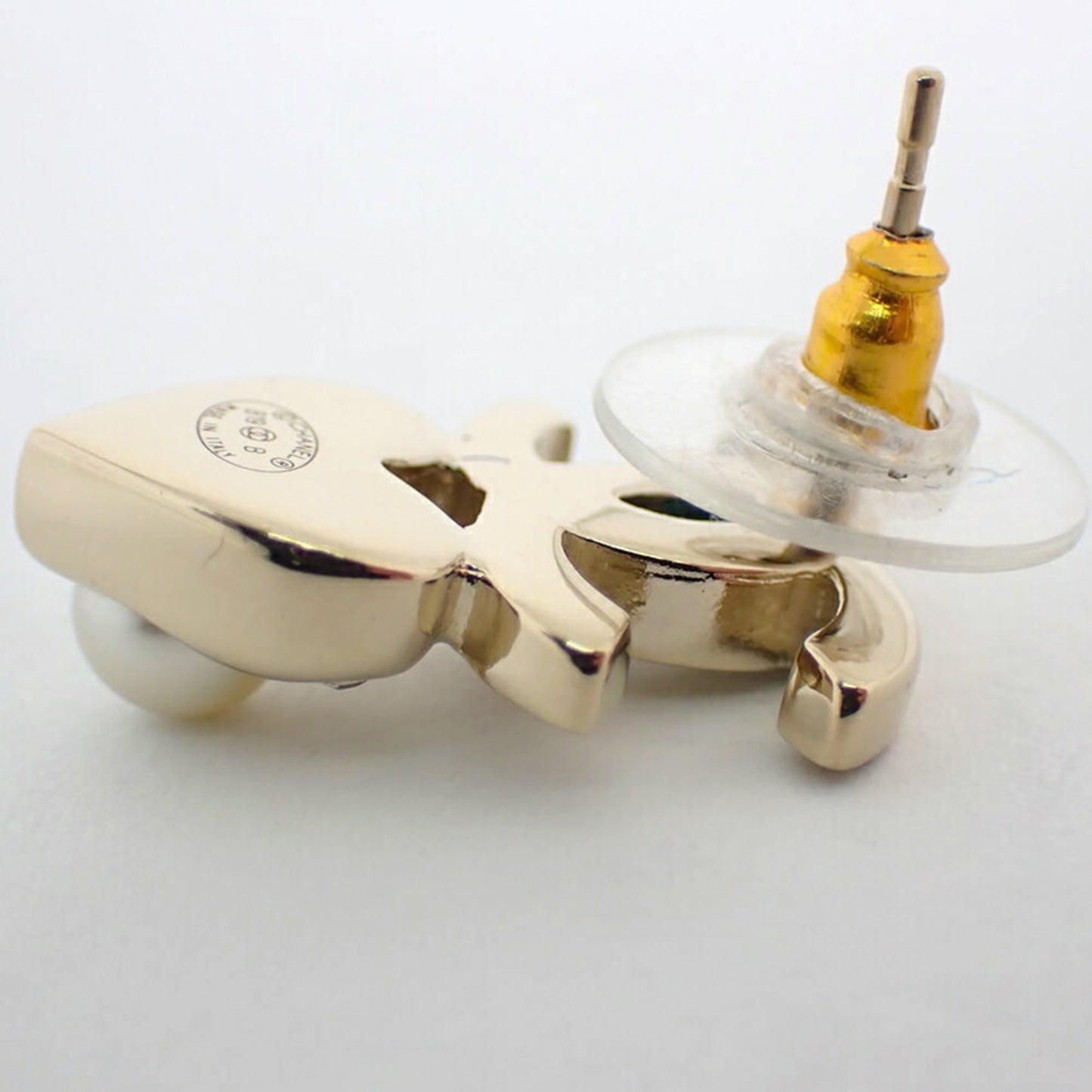 CHANEL Coco Mark Faux Pearl Rhinestone Earrings (One Piece)