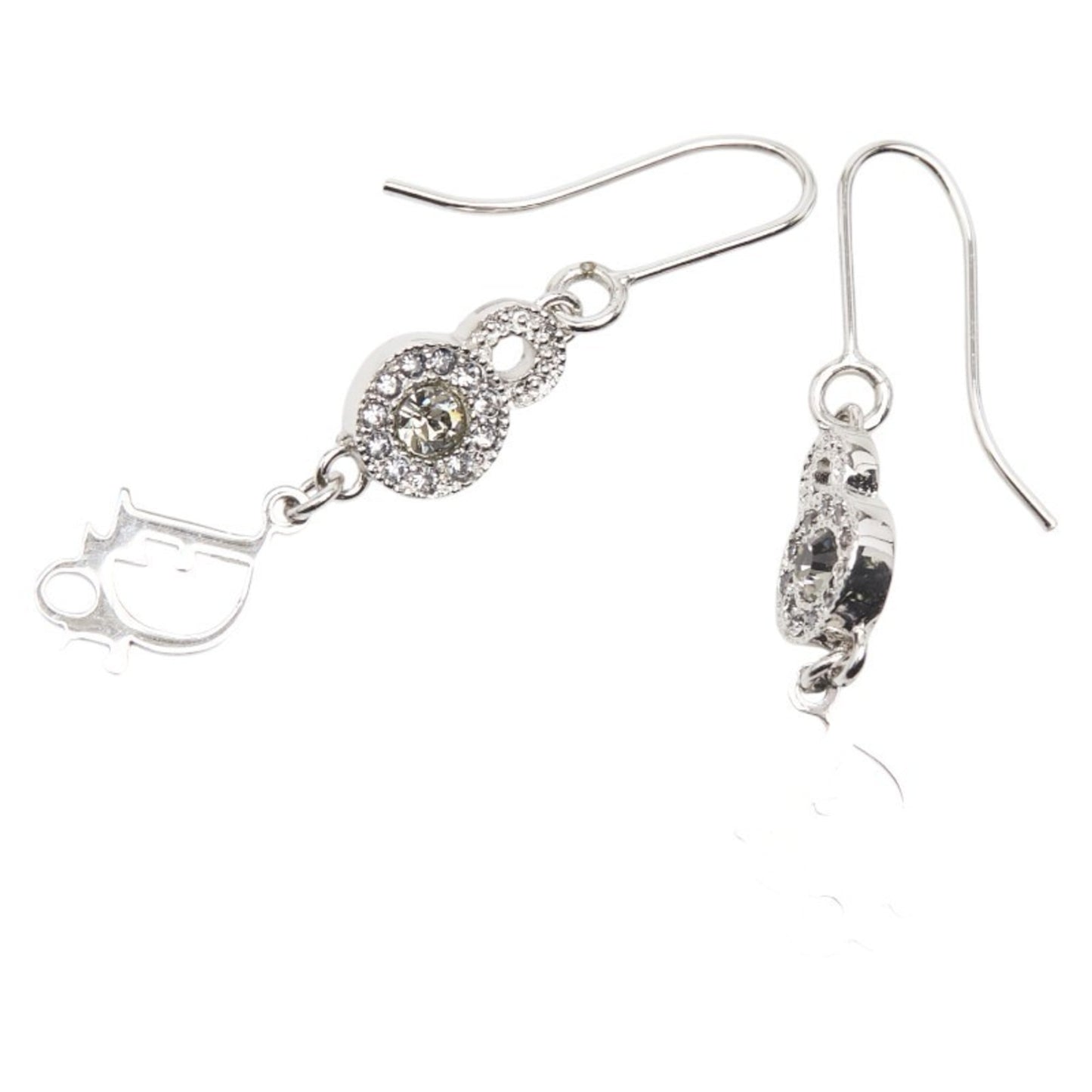 Christian Dior Dior CD logo rhinestone earrings in silver metal for women.