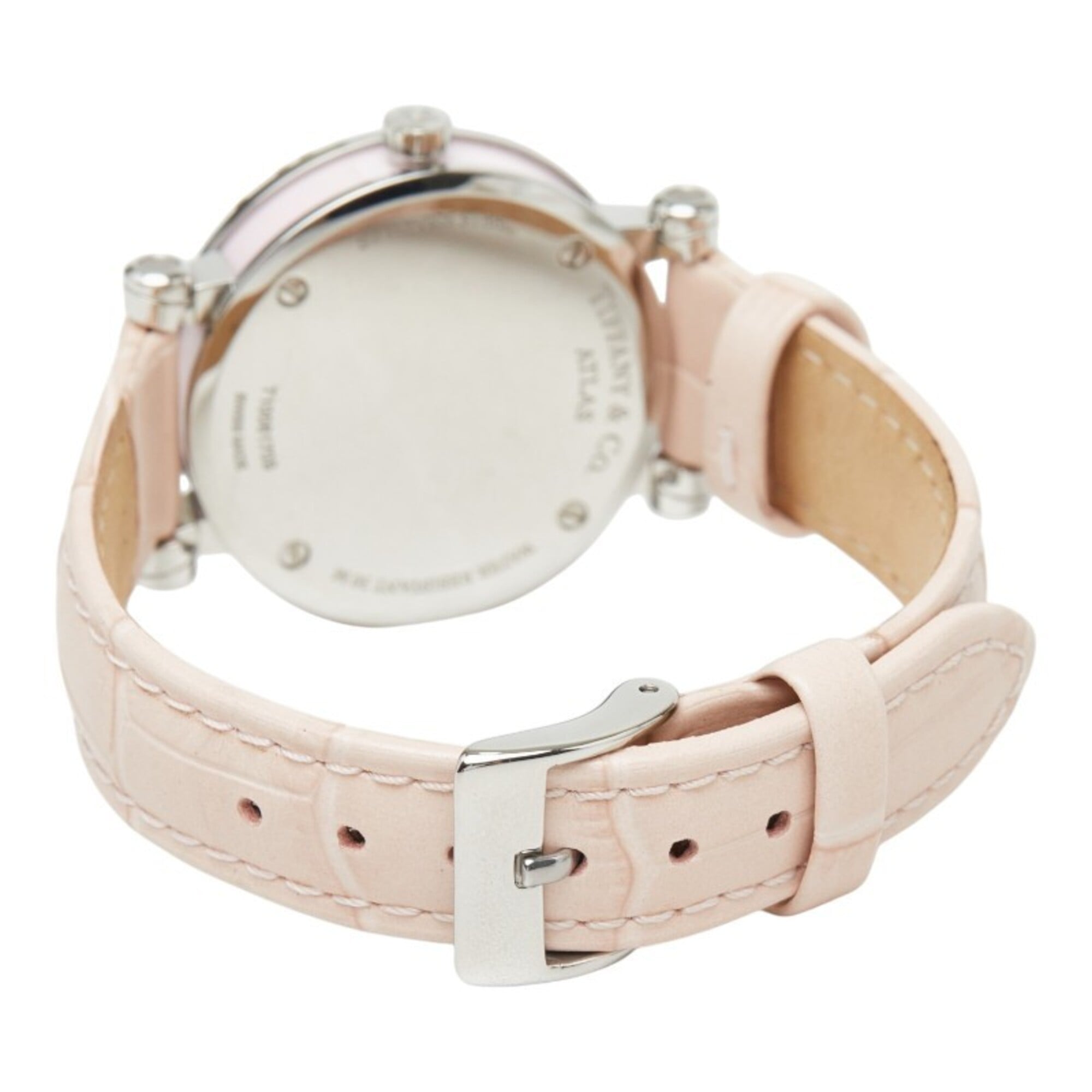 Tiffany & Co. Atlas Watch Z1300.11.11A31A41A Quartz Pink Dial Stainless Steel Leather Ceramic Ladies' — Very Good
