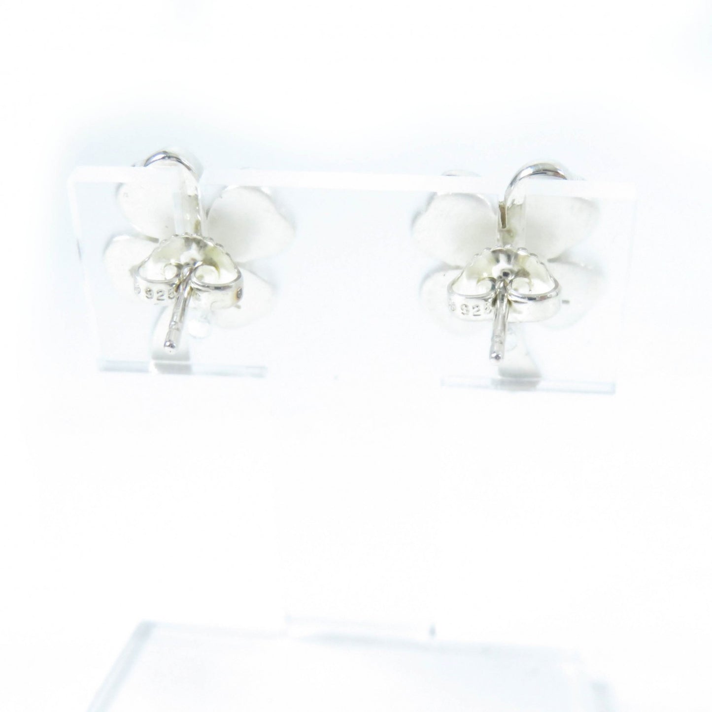 CHANEL Clover Earrings with Back Logo (for both ears) SV925 Silver, 5.6g, Women's