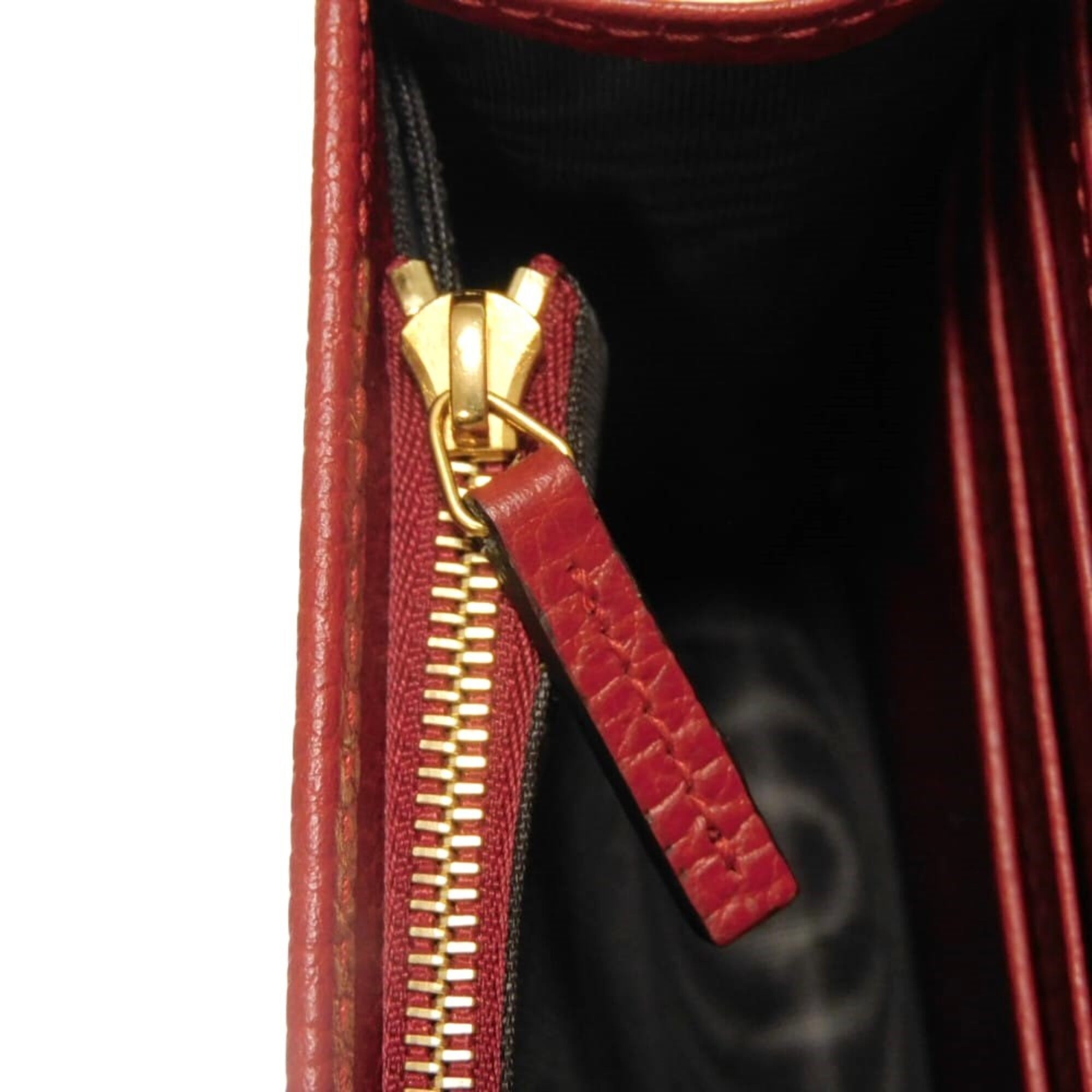 Gucci GG Marmont Chain Logo Calfskin 2-Way Clutch Bag with Double G Design, Red, 497985 CAO0G 6433, Women's — Like New