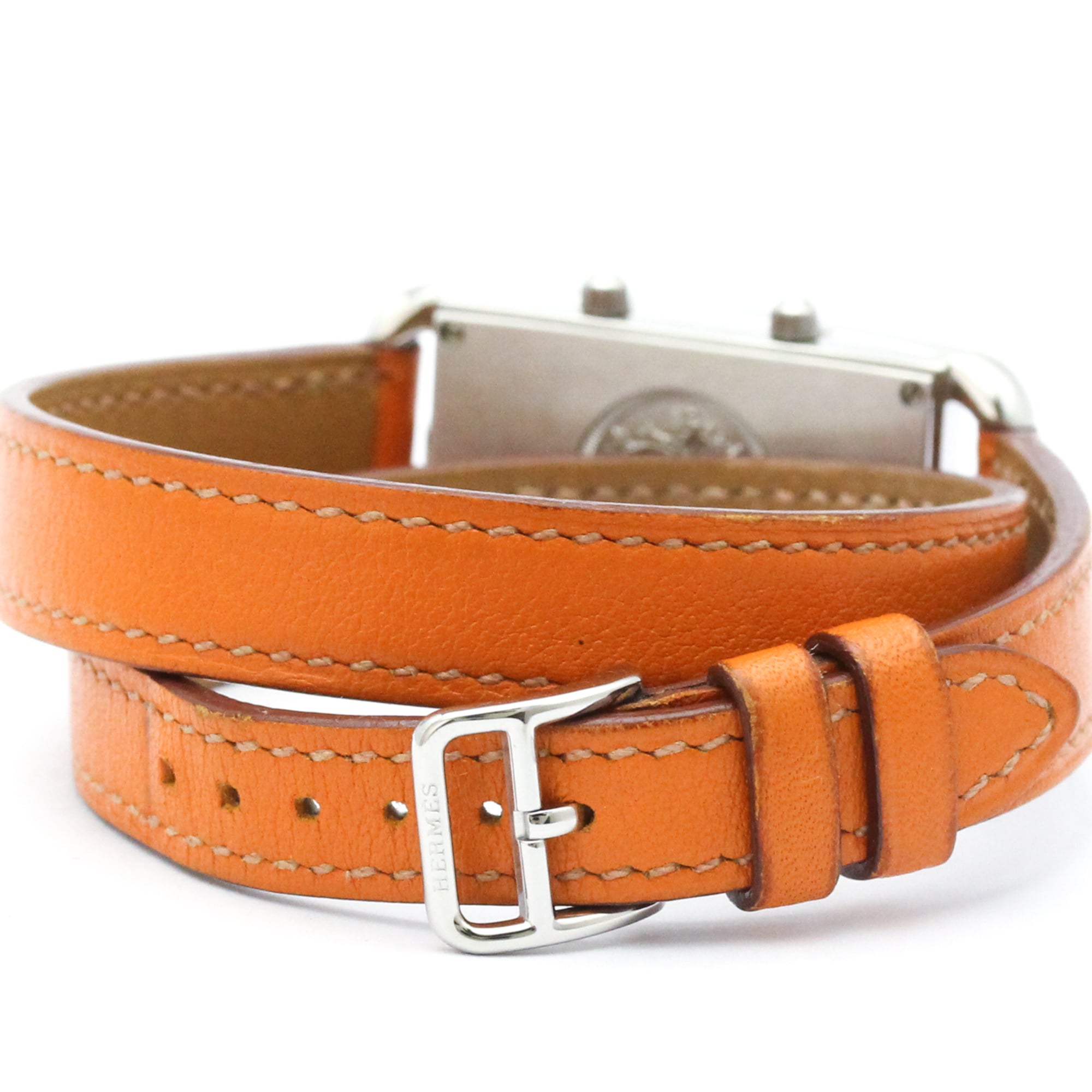 HERMES Cap Cod Deux Zones Steel Double Tour Watch CC3.210 Polished — Very Good