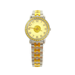 HERMES Hermes Sellier Stainless Steel GP Quartz Wristwatch Silver Gold 35317 — Good