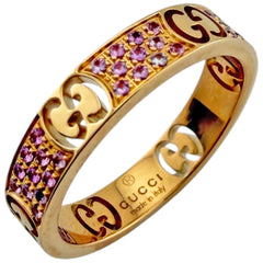 Gucci Icon Stardust Ring, 18K Pink Gold, Sapphire, Women's — Like New