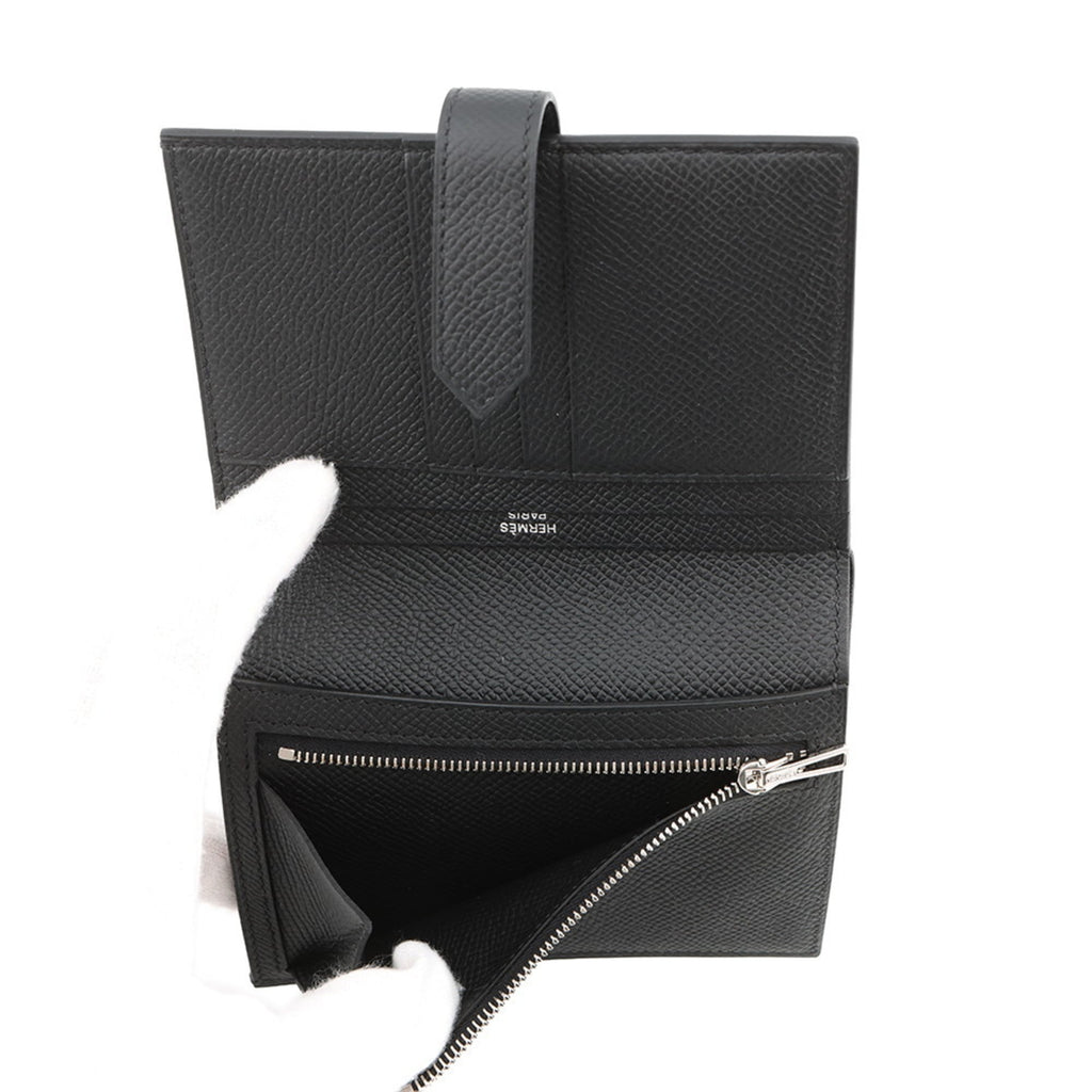 Hermes Hermès Bearn Compact Bifold Wallet in Black, Epson, B Stamp, Epson Black