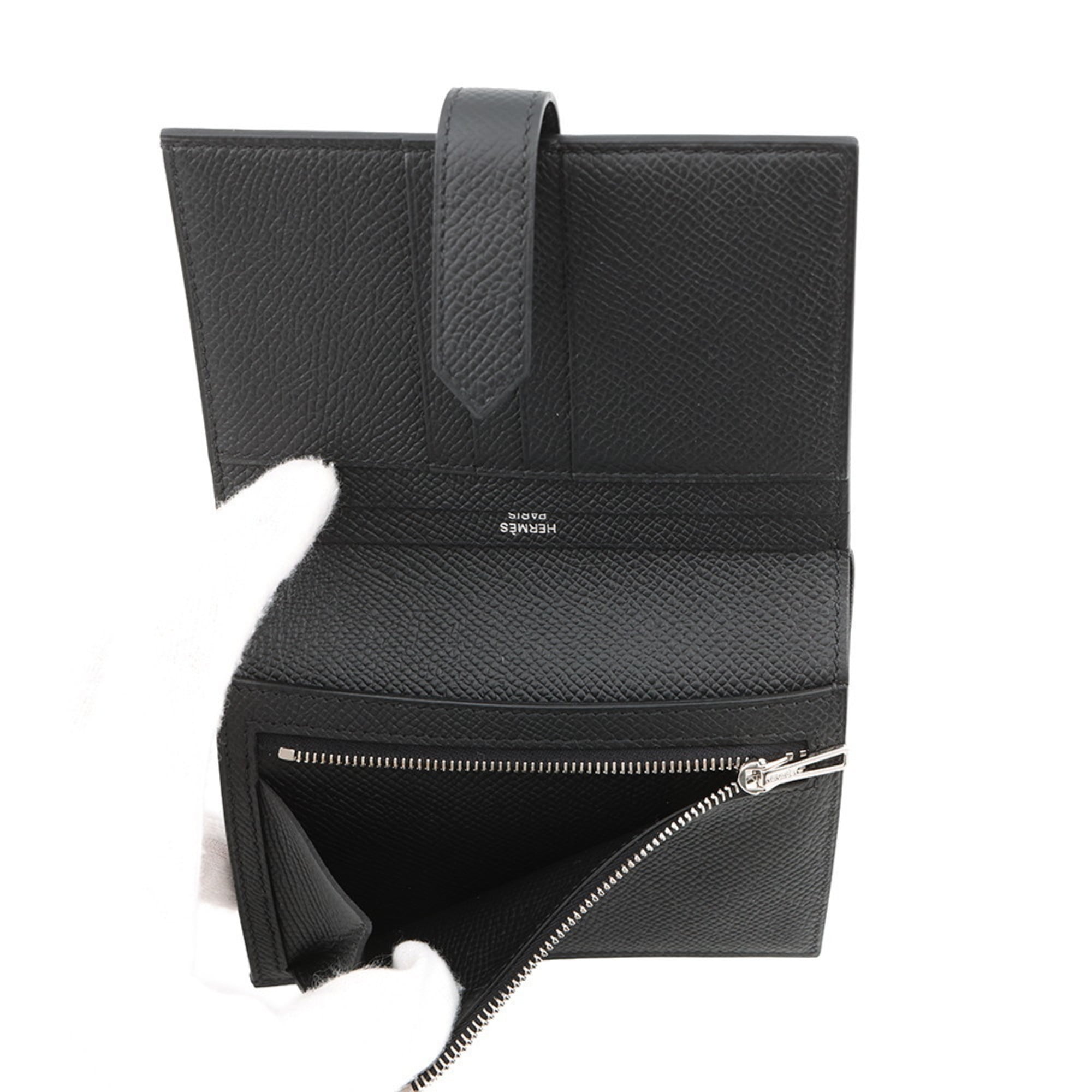 Hermes Hermès Bearn Compact Bifold Wallet in Black, Epson, B Stamp, Epson Black
