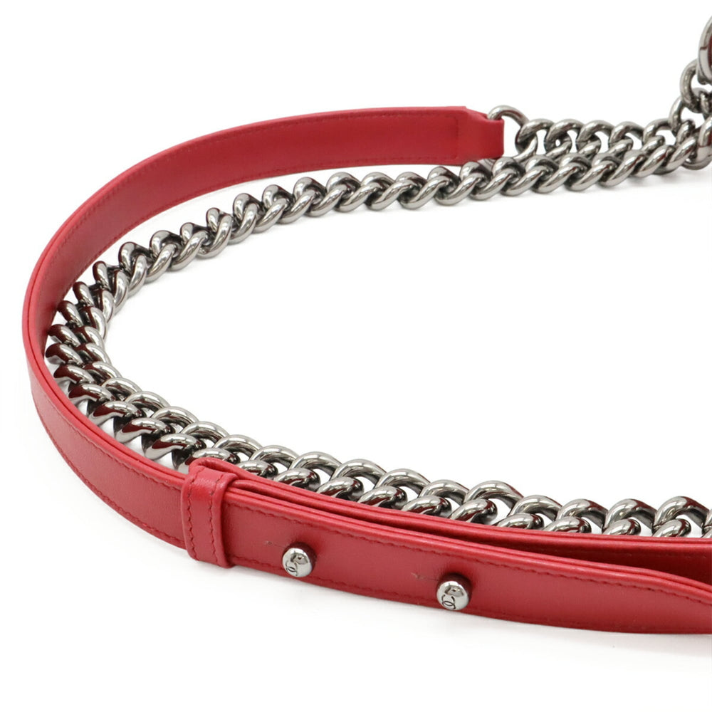 CHANEL Boy Chanel Matelasse Coco Mark Chain Shoulder Bag in Fuchsia Pink Lambskin — Like New