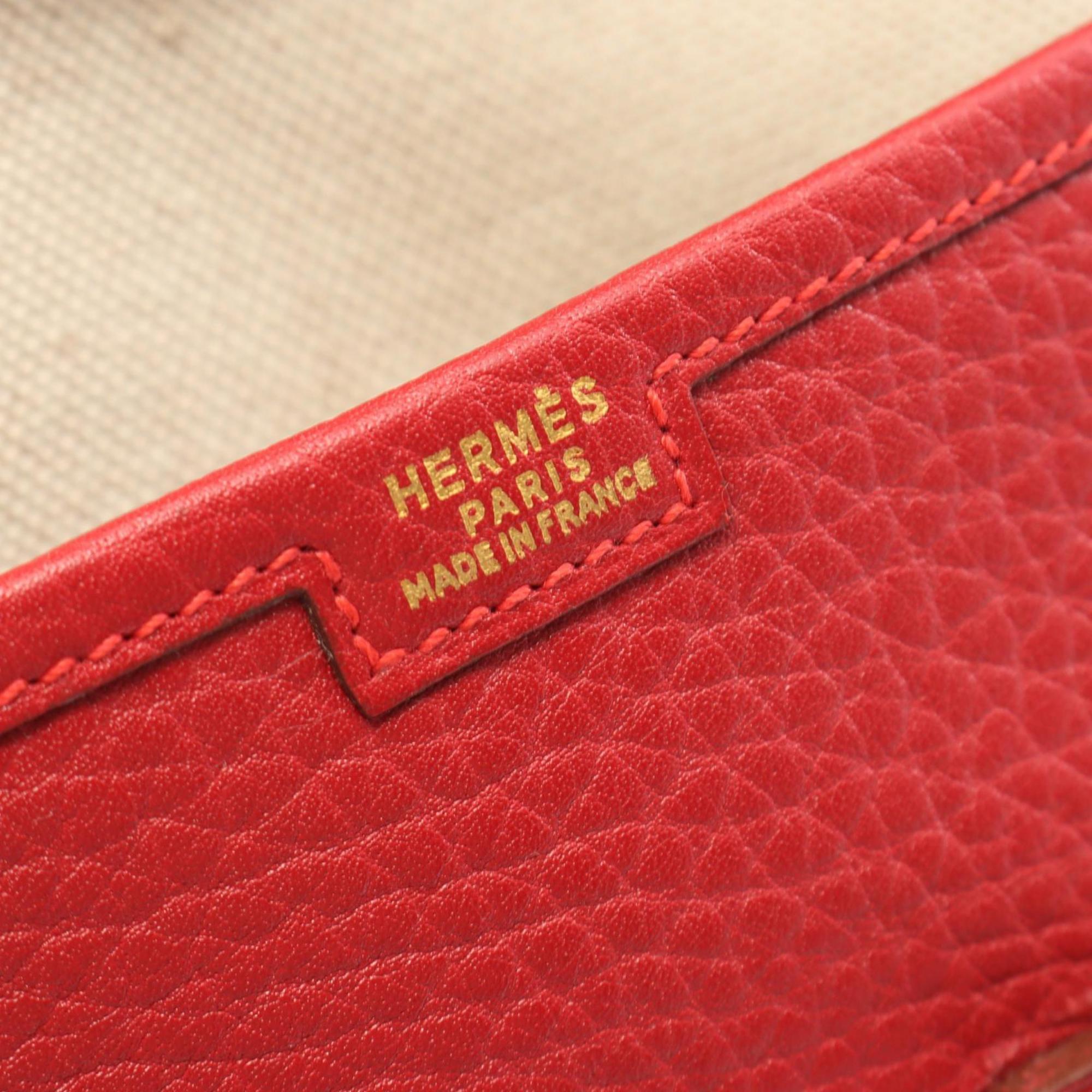 Hermes Hermès Jige PM Second Bag/Clutch Bag, Leather Fjord, Women's, Red
