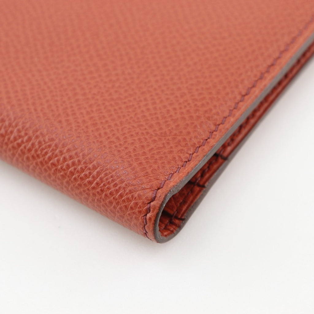 Hermes Hermès Bean Long Wallet, Epsom Leather, 2003, Orange, Women's